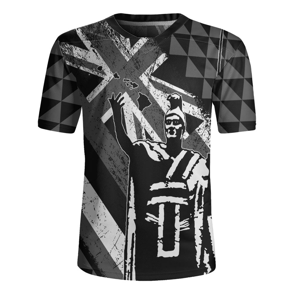 Hawaii Rugby Jersey King Kamehameha Flag Tribal Pride Black White