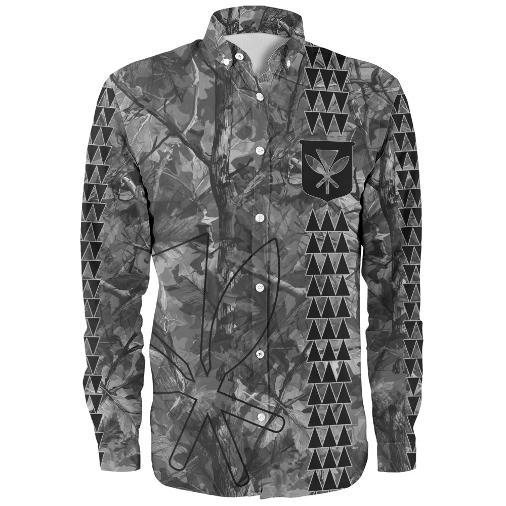 Hawaii Long Sleeve Shirt Woodland Kanaka Camo Style