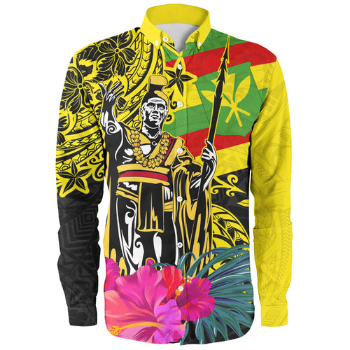 Hawaii Long Sleeve Shirt Kanaka Maoli King Flag Tribal Tropical Style
