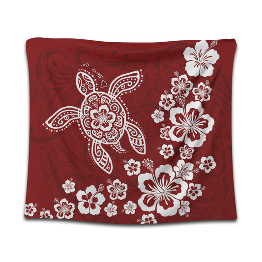 Hawaii Tapestry Tribal Hibiscus Flower Graphic Turtle Tatoo