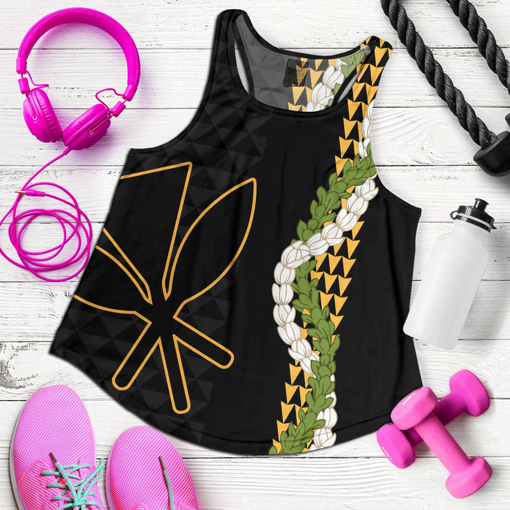 Hawaii Women Tank Kanaka Maoli Puakenikeni Maile Flower Lei