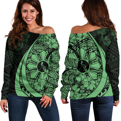 Philippines Filipinos Off Shoulder Sweatshirt Custom National Sampaguita Flower Symbols Style