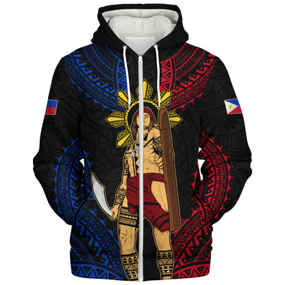 Philippines Filipinos Sherpa Hoodie Lapu Lapu Tattoo Batok Tribal Motifs Designs