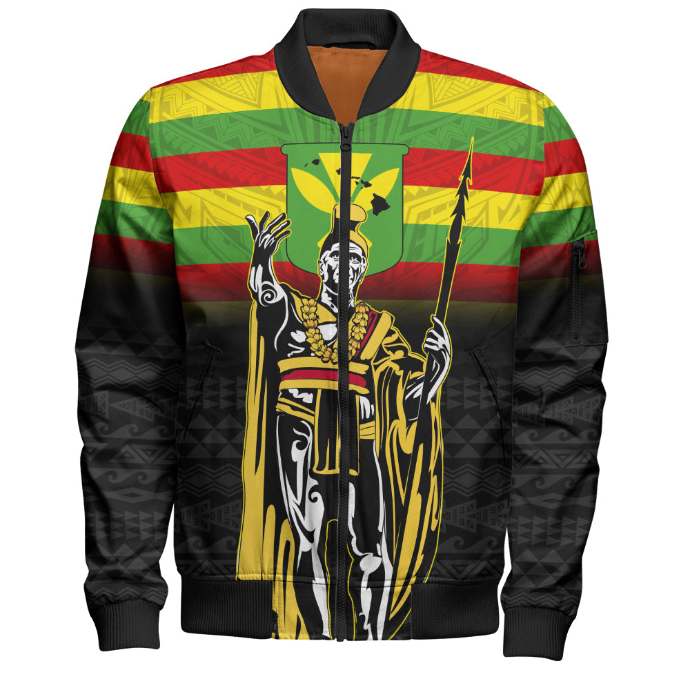 Hawaii Bomber Jacket King Kamehameha Flag Kanaka Maoli Tribal Tattoo