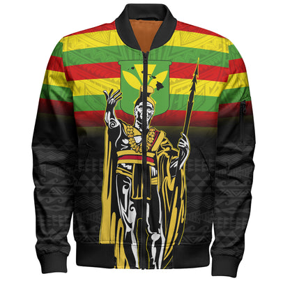Hawaii Bomber Jacket King Kamehameha Flag Kanaka Maoli Tribal Tattoo