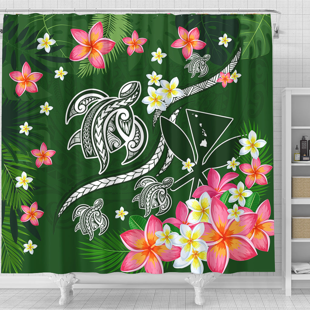 Hawaii Shower Curtain Aloha Island Turtle Plumeria Flower Tropical Fabric
