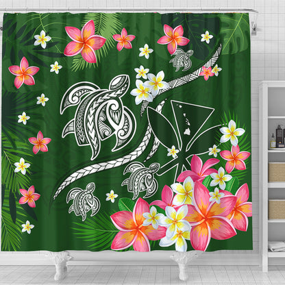 Hawaii Shower Curtain Aloha Island Turtle Plumeria Flower Tropical Fabric