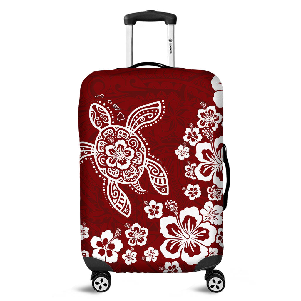 Hawaii Luggage Cover Tribal Hibiscus Flower Graphic Turtle Tatoo