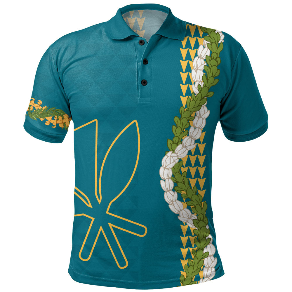 Hawaii Polo Shirt Kanaka Maoli Puakenikeni Maile Flower Lei