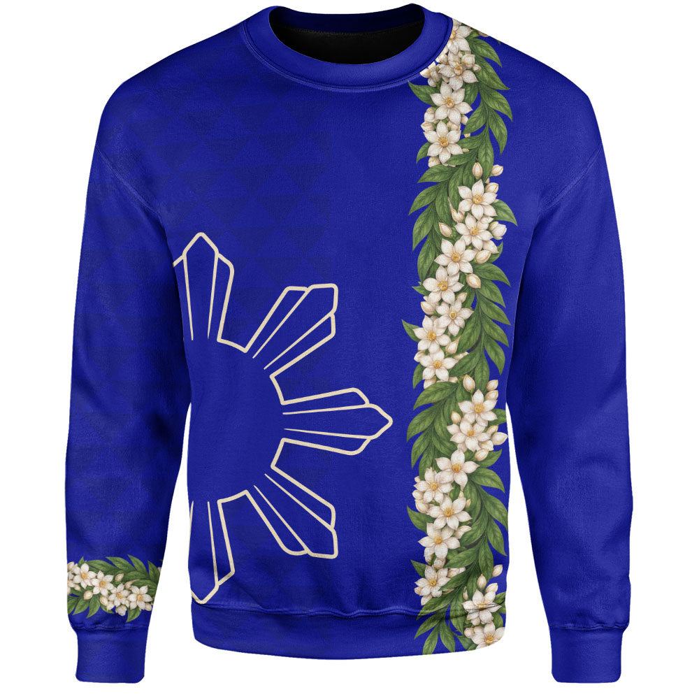 Philippines Filipinos Sweatshirt Sampaguita Flower Sun Pattern Island Style