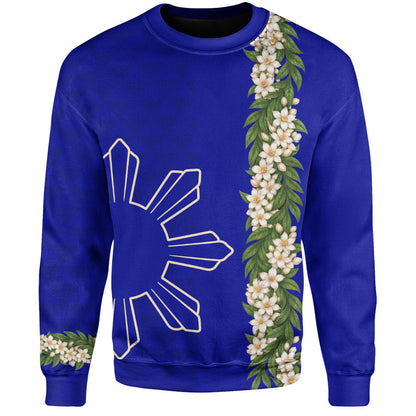 Philippines Filipinos Sweatshirt Sampaguita Flower Sun Pattern Island Style