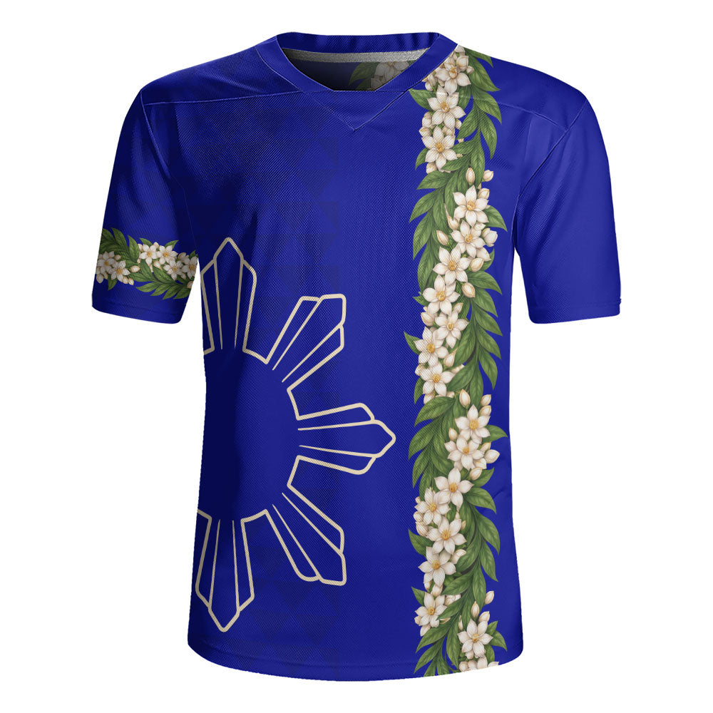 Philippines Filipinos Rugby Jersey Sampaguita Flower Sun Pattern Island Style