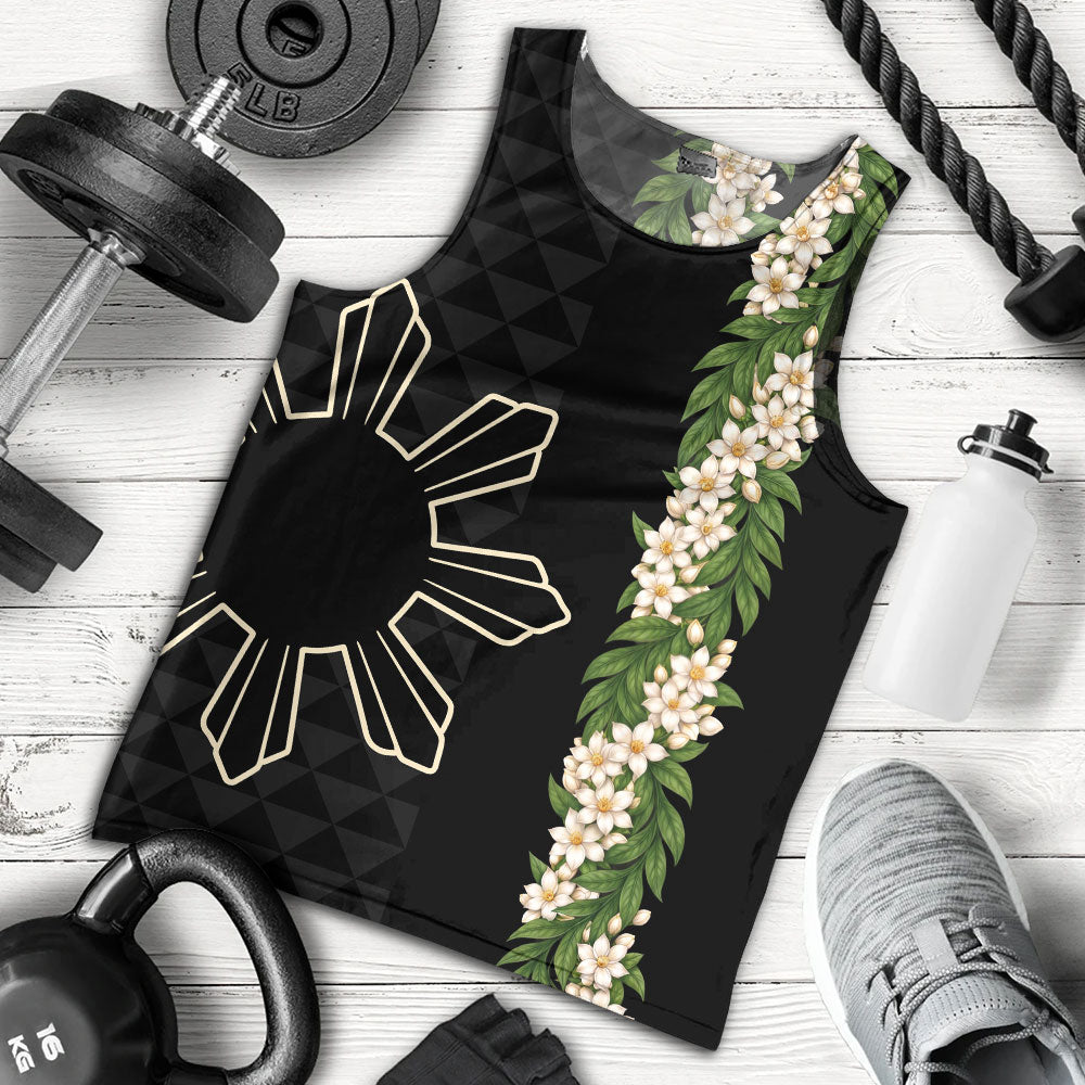 Philippines Filipinos Tank Top Sampaguita Flower Sun Pattern Island Style