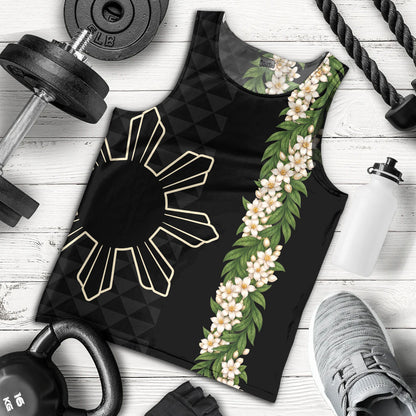 Philippines Filipinos Tank Top Sampaguita Flower Sun Pattern Island Style