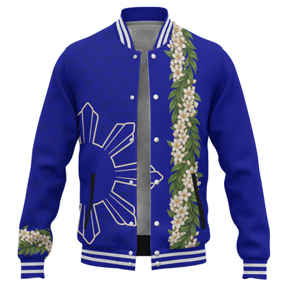 Philippines Filipinos Baseball Jacket Sampaguita Flower Sun Pattern Island Style