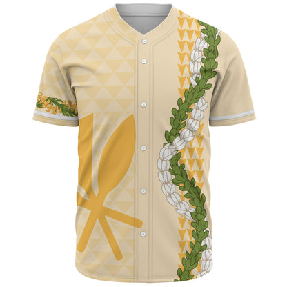 Hawaii Baseball Shirt Kanaka Maoli Puakenikeni Maile Flower Lei