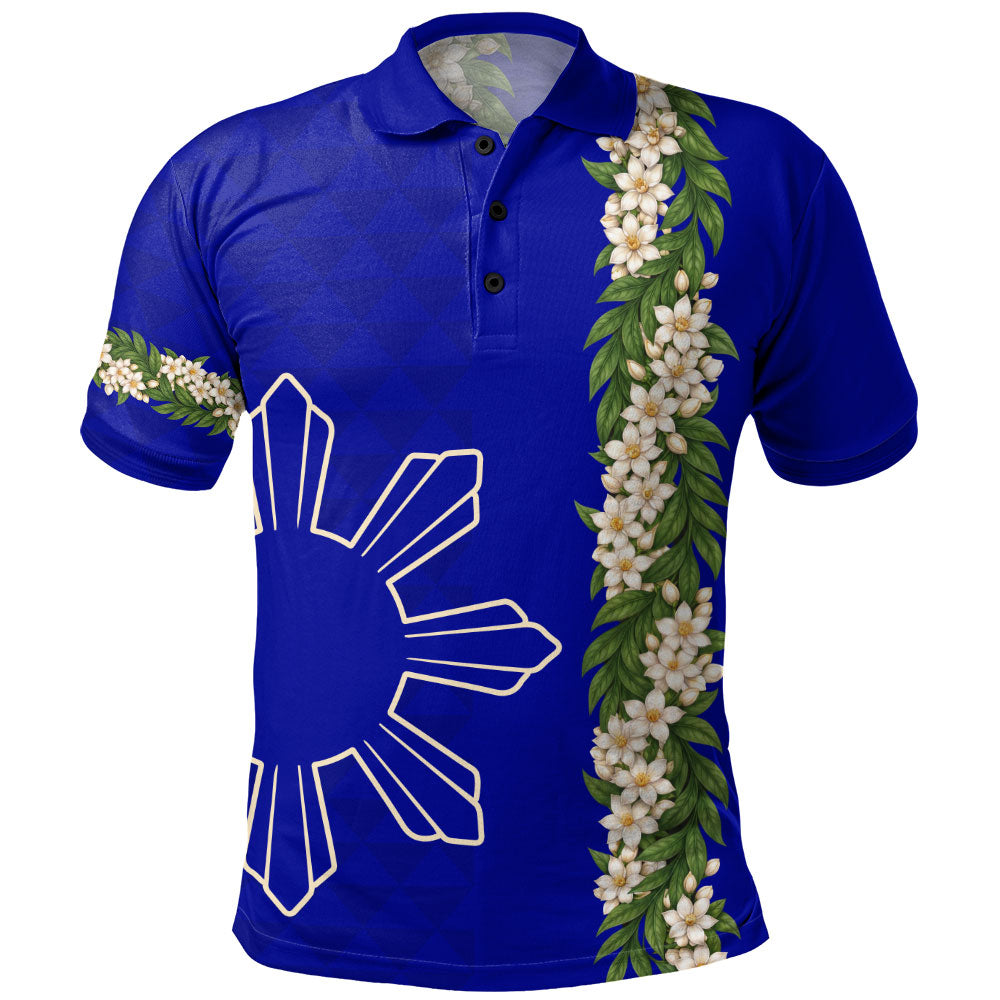 Philippines Filipinos Polo Shirt Sampaguita Flower Sun Pattern Island Style