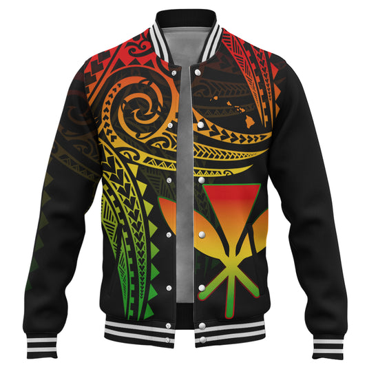 Hawaii Baseball Jacket Polynesian Flame Of Hawaii Style