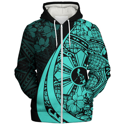 Philippines Filipinos Sherpa Hoodie Custom National Sampaguita Flower Symbols Style