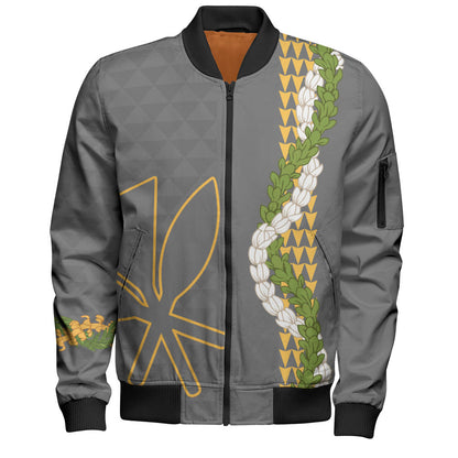 Hawaii Bomber Jacket Kanaka Maoli Puakenikeni Maile Flower Lei