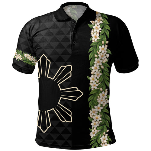 Philippines Filipinos Polo Shirt Sampaguita Flower Sun Pattern Island Style