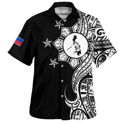 Philippines Filipinos Hawaiian Shirt Flag Sun Map Tribal Fusion Style