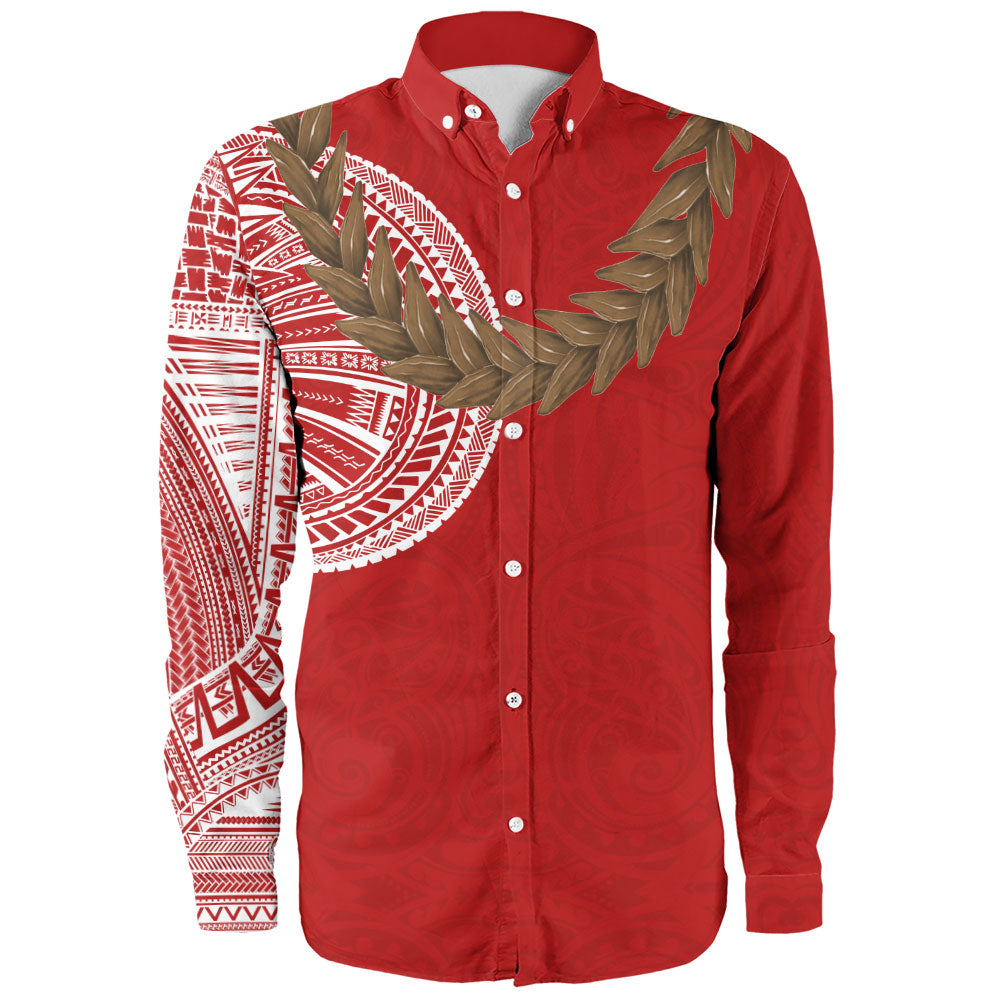 Samoa Long Sleeve Shirt Tattoo Roman Reigns With Ula Fala Style Brown