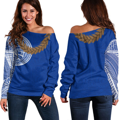 Samoa Off Shoulder Sweatshirt Tattoo Roman Reigns With Ula Fala Style Brown