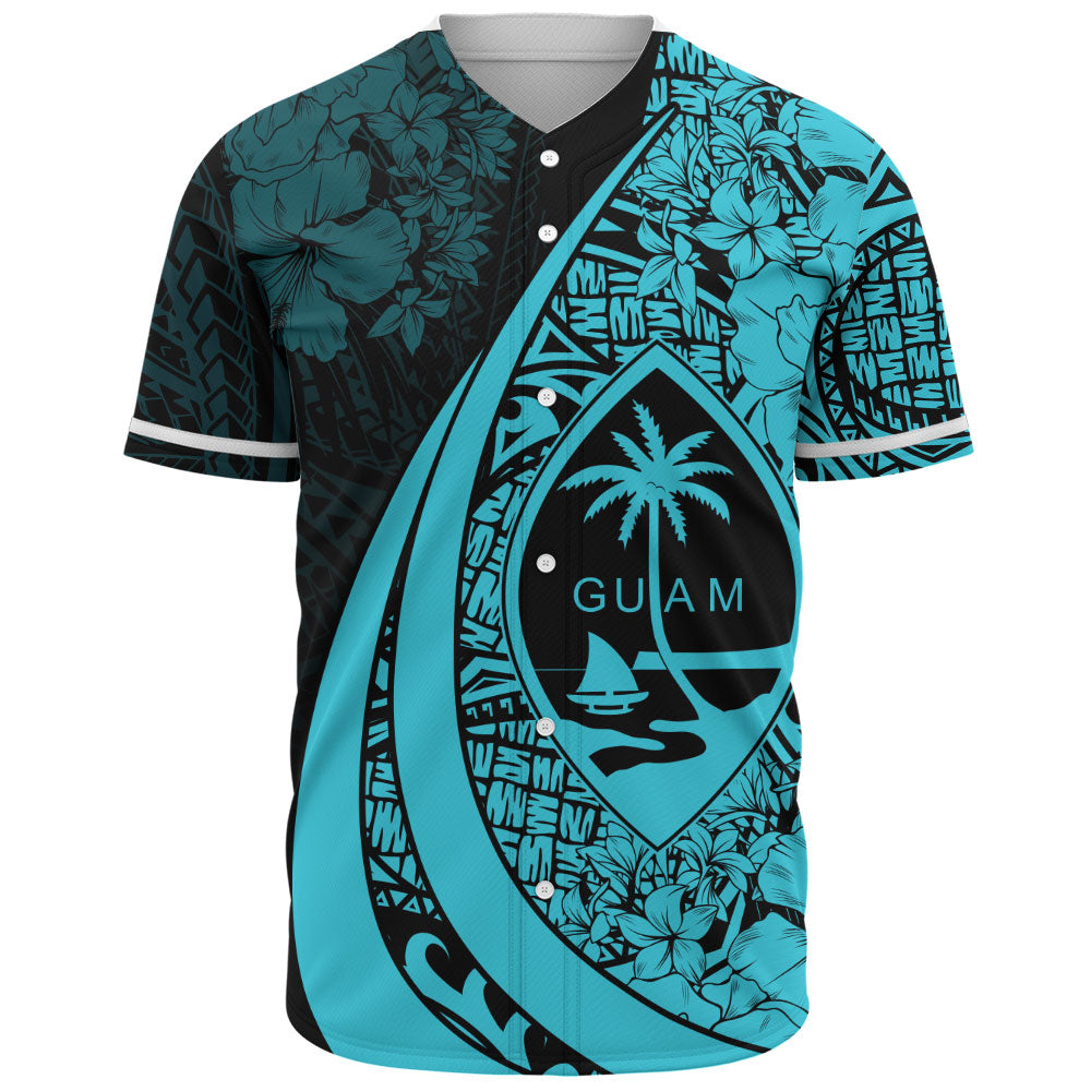 Guam Baseball Shirt Custom Hibiscus Flower Symbols Style