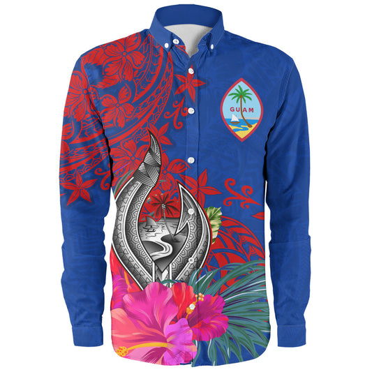 Guam Long Sleeve Shirt Flag Tribal Tropical Style