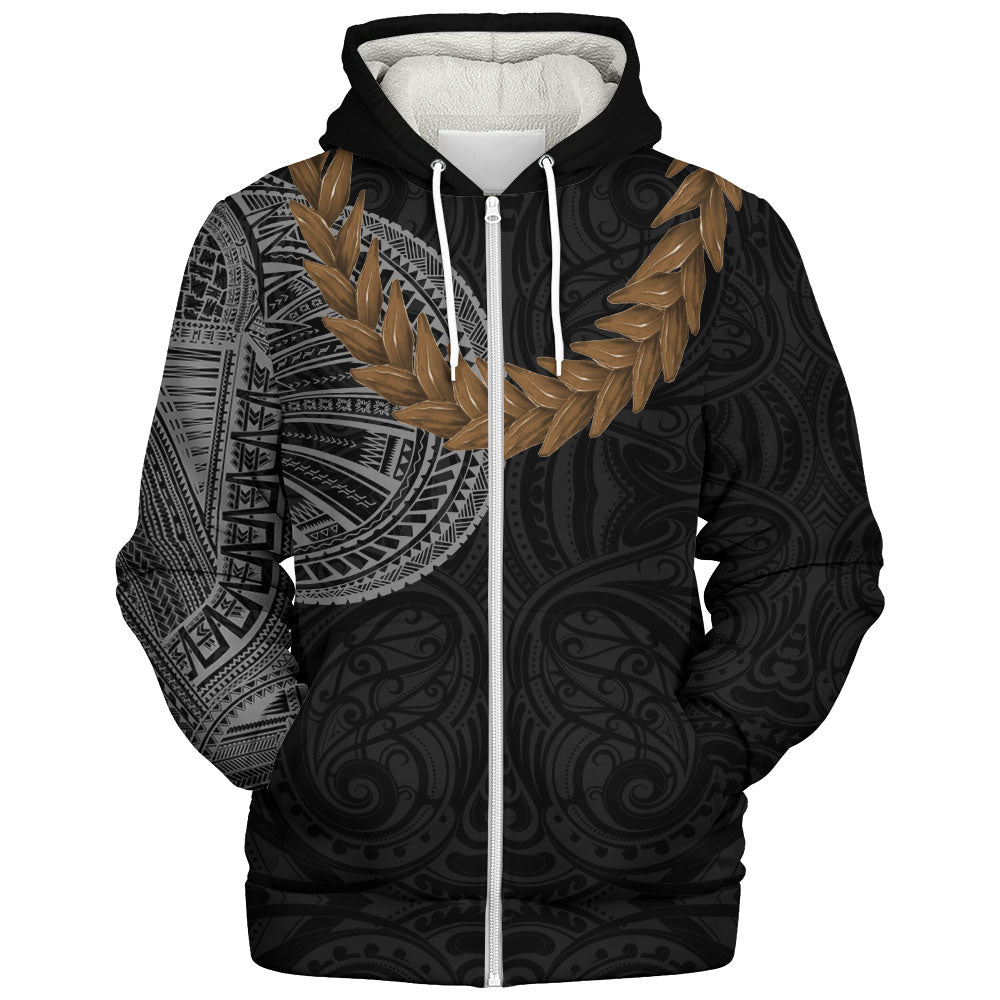 Samoa Sherpa Hoodie Tattoo Roman Reigns With Ula Fala Style Brown