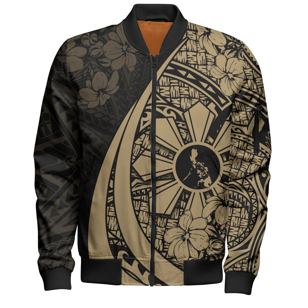 Philippines Filipinos Bomber Jacket Custom National Sampaguita Flower Symbols Style
