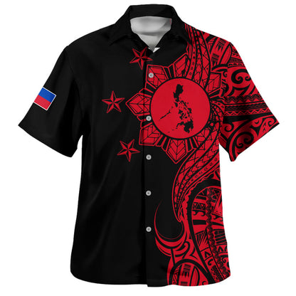 Philippines Filipinos Hawaiian Shirt Flag Sun Map Tribal Fusion Style