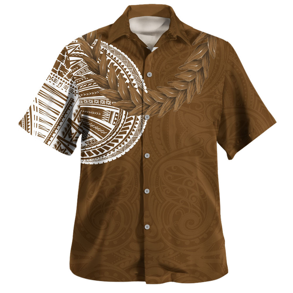 Samoa Hawaiian Shirt Tattoo Roman Reigns With Ula Fala Style Brown