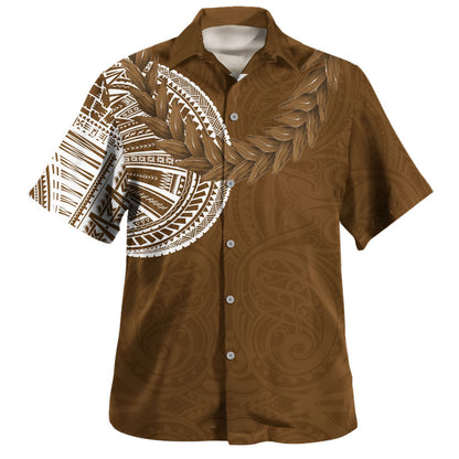 Samoa Hawaiian Shirt Tattoo Roman Reigns With Ula Fala Style Brown