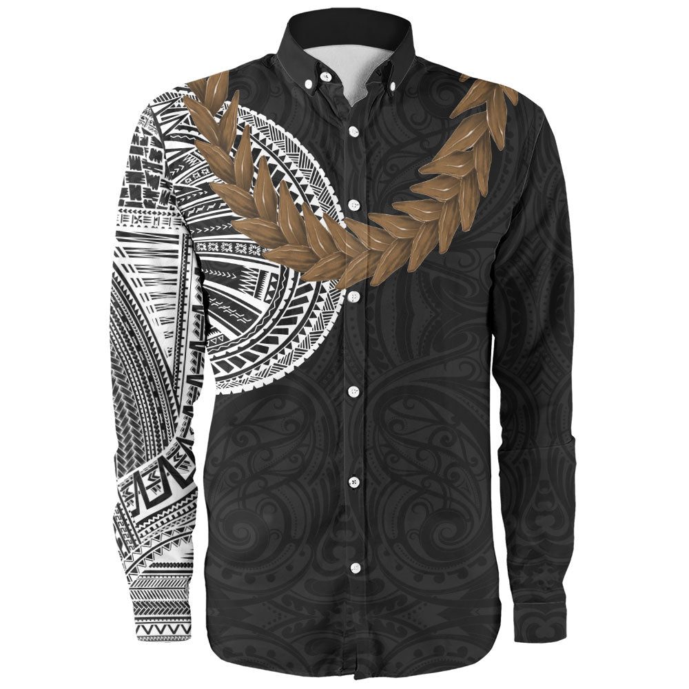 Samoa Long Sleeve Shirt Tattoo Roman Reigns With Ula Fala Style Brown