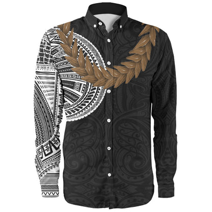 Samoa Long Sleeve Shirt Tattoo Roman Reigns With Ula Fala Style Brown