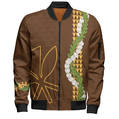 Hawaii Bomber Jacket Kanaka Maoli Puakenikeni Maile Flower Lei
