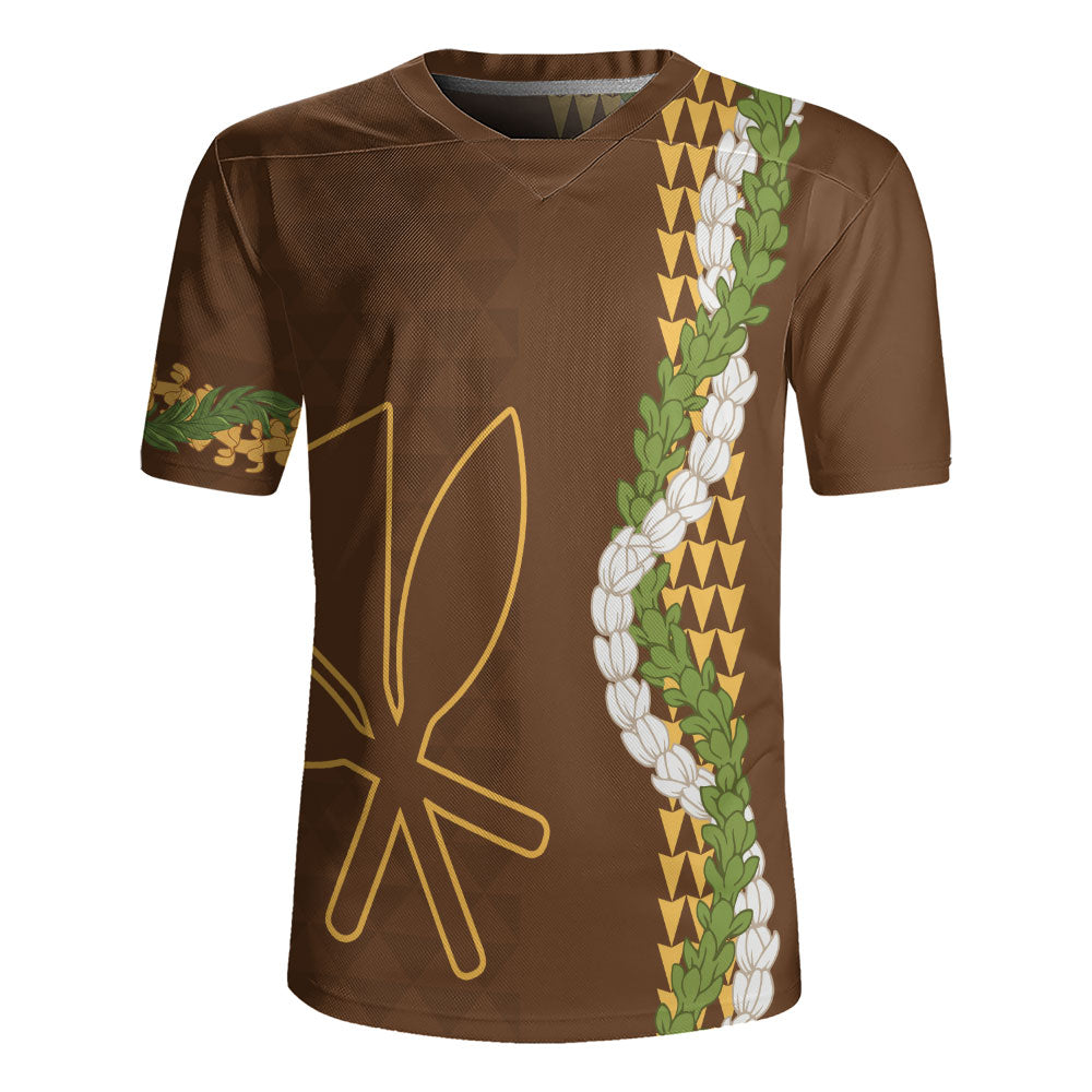 Hawaii Rugby Jersey Kanaka Maoli Puakenikeni Maile Flower Lei