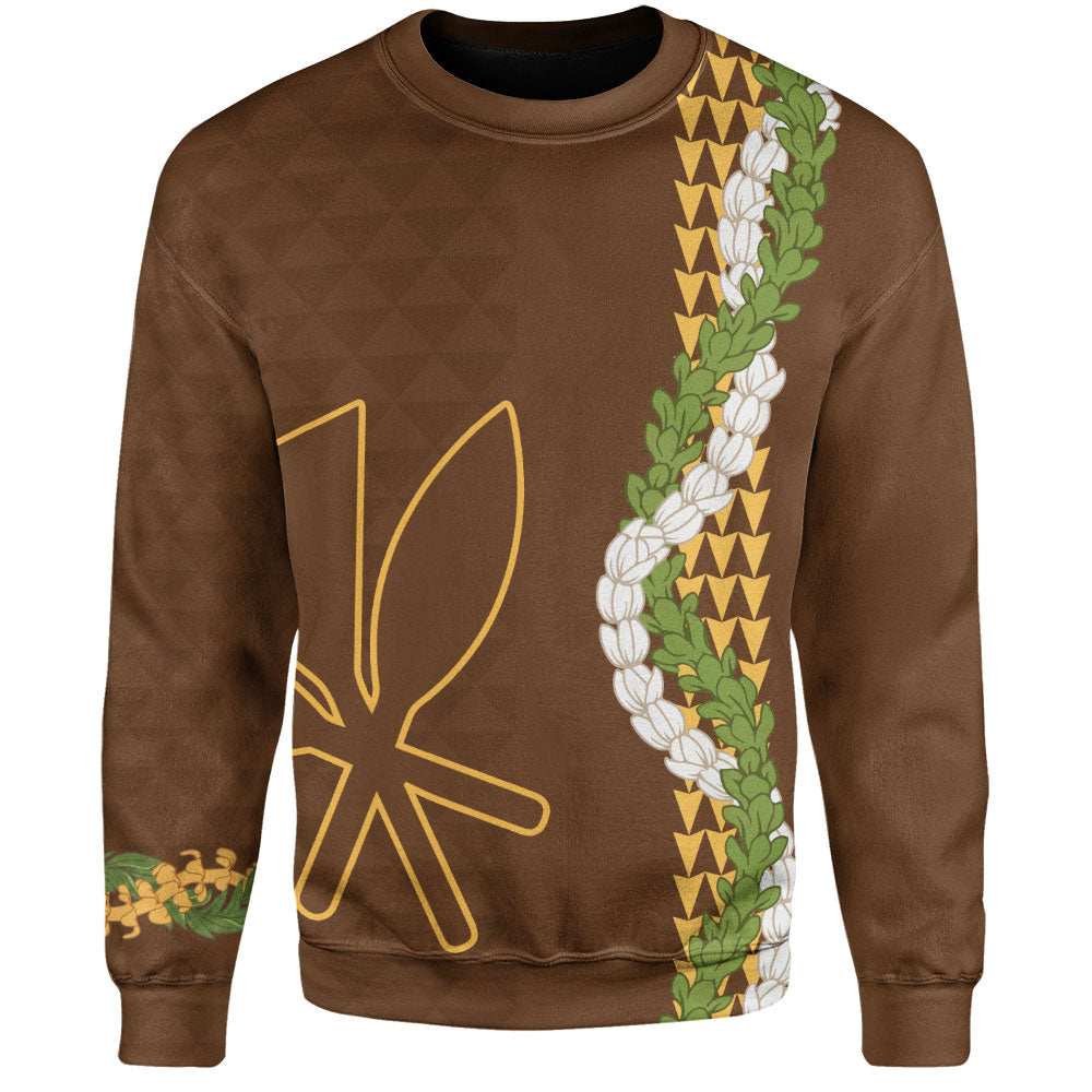 Hawaii Sweatshirt Kanaka Maoli Puakenikeni Maile Flower Lei