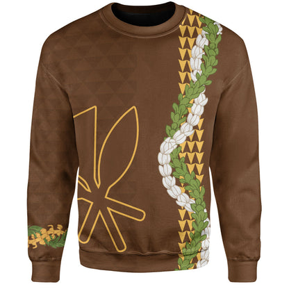 Hawaii Sweatshirt Kanaka Maoli Puakenikeni Maile Flower Lei