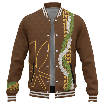 Hawaii Baseball Jacket Kanaka Maoli Puakenikeni Maile Flower Lei