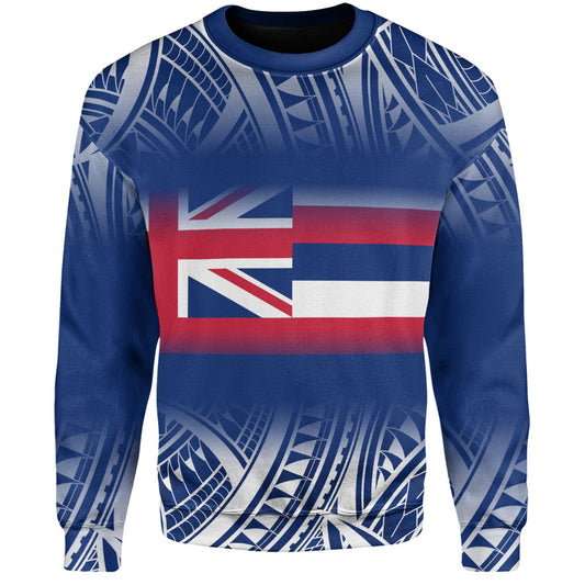 Hawaii Sweatshirt Polynesian Tribal Aloha Hawaii Flag