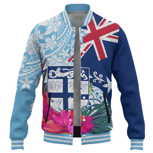 Fiji Baseball Jacket Flag Tribal Tropical Style