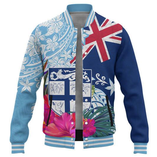 Fiji Baseball Jacket Flag Tribal Tropical Style
