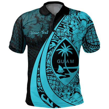 Guam Polo Shirt Custom Hibiscus Flower Symbols Style