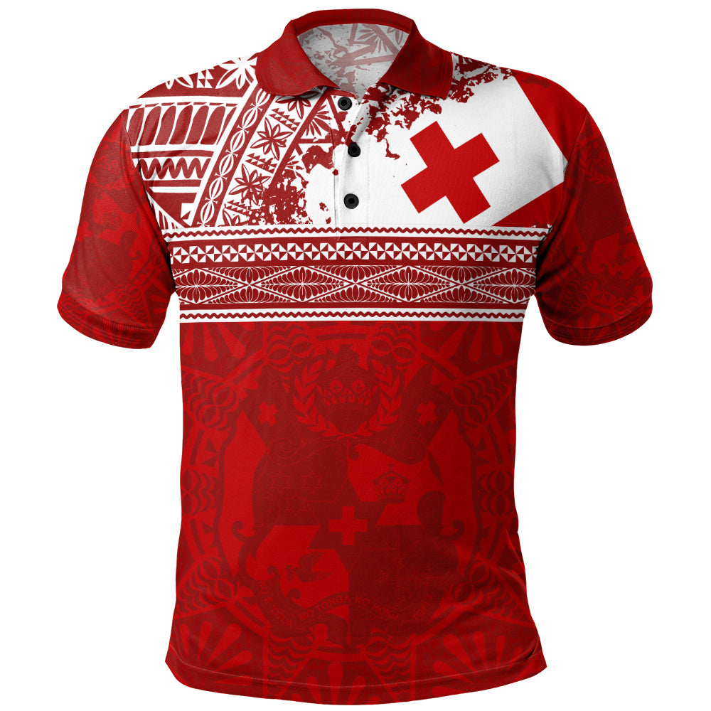 Tonga Polo Shirt Flag Coat Of Arms Circle Ngatu Tribal