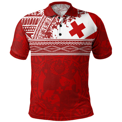Tonga Polo Shirt Flag Coat Of Arms Circle Ngatu Tribal