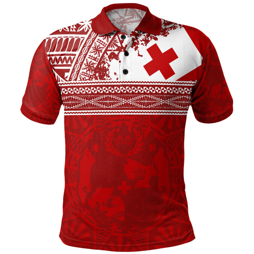 Tonga Polo Shirt Flag Coat Of Arms Circle Ngatu Tribal