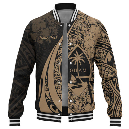 Guam Baseball Jacket Custom Hibiscus Flower Symbols Style